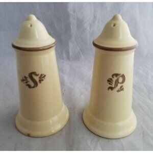Vintage Pfaltzgraff Stoneware Village Collection #2 Salt & Pepper Shakers Brown
